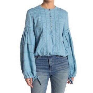 Free People High Swells Blouse | Blue | Medium